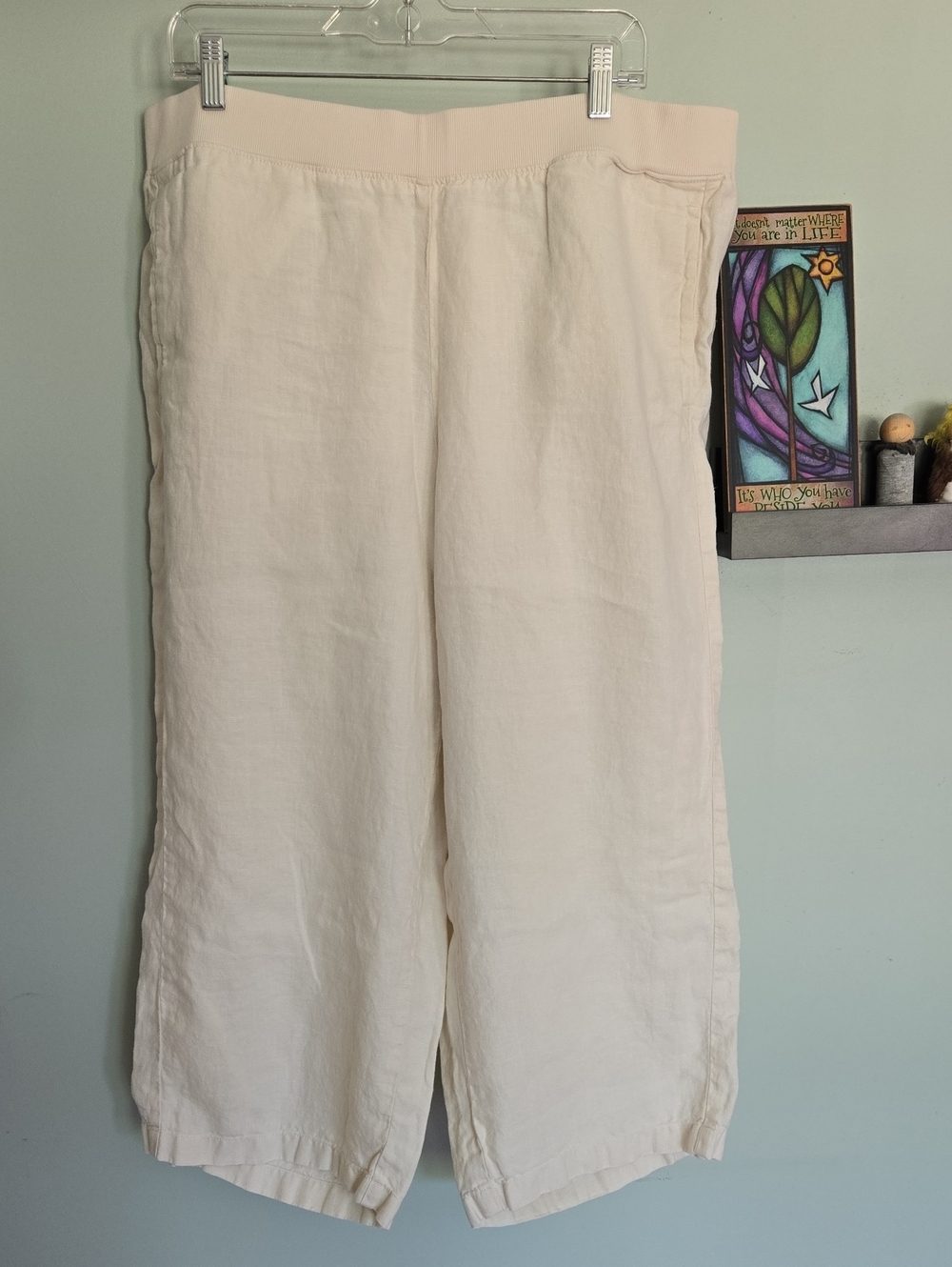 J Jill Love Linen Women's Cream Wide-Leg Capri Pants XL